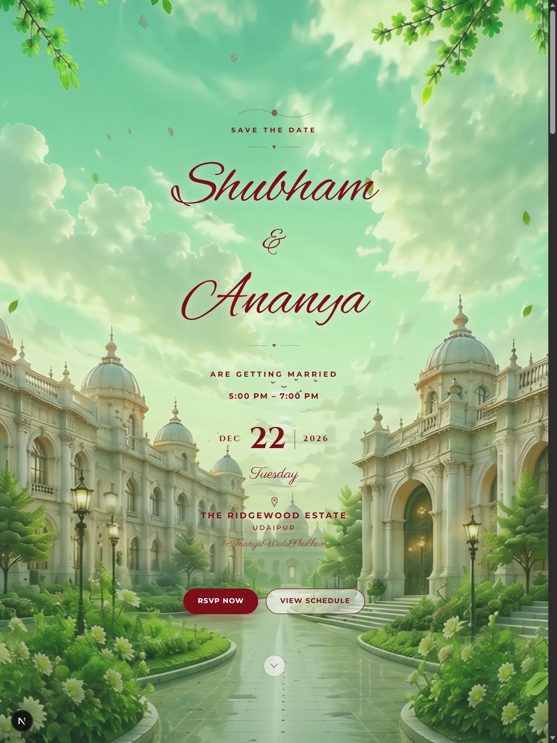 Grand Celebration wedding invitation website template