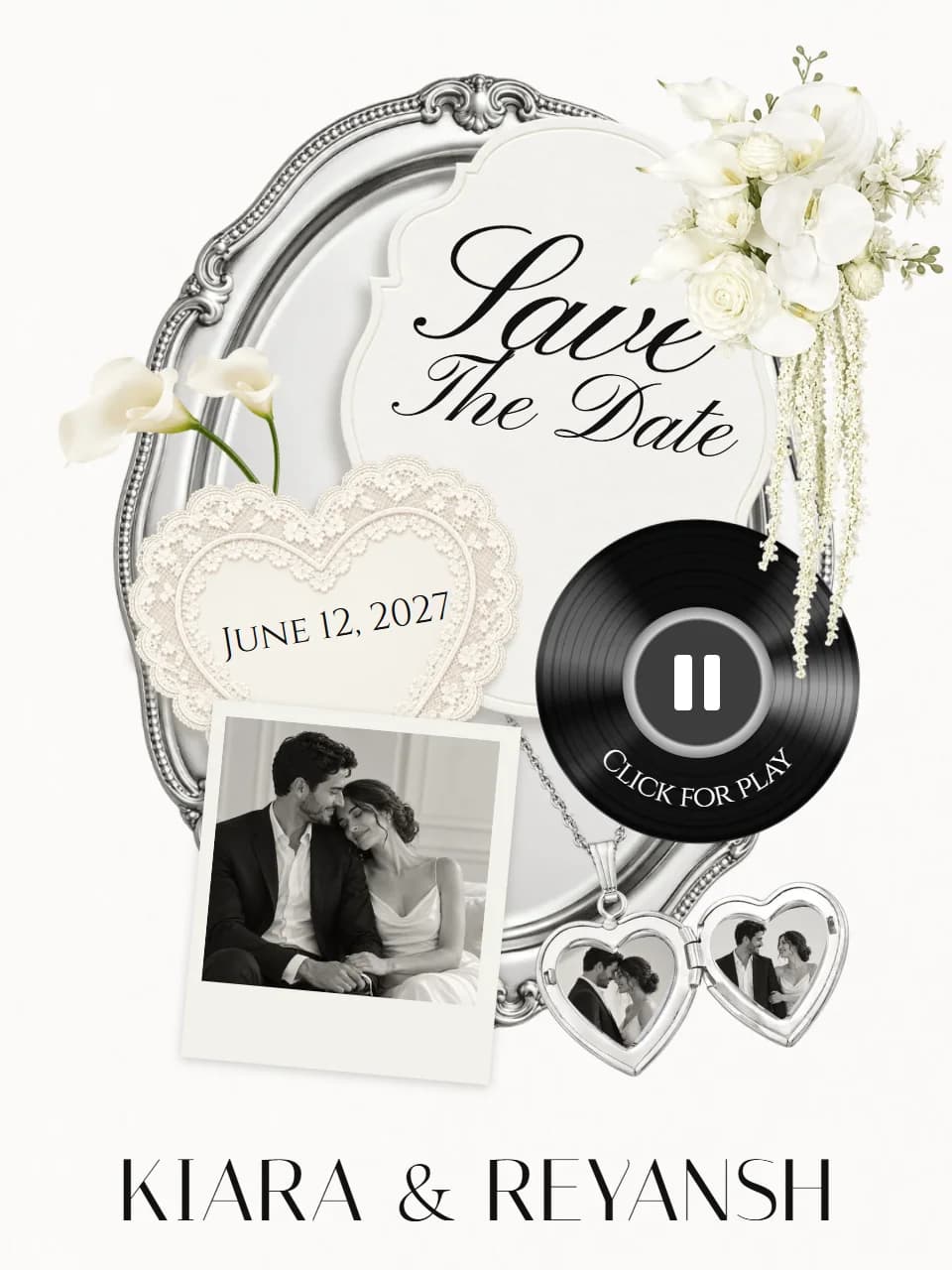 Silver Locket wedding invitation website template
