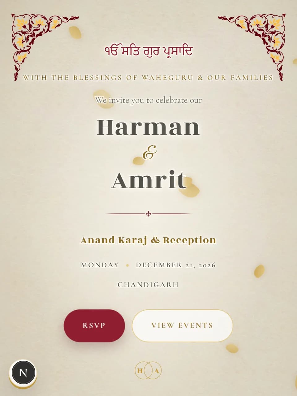 Phulkari wedding invitation website template