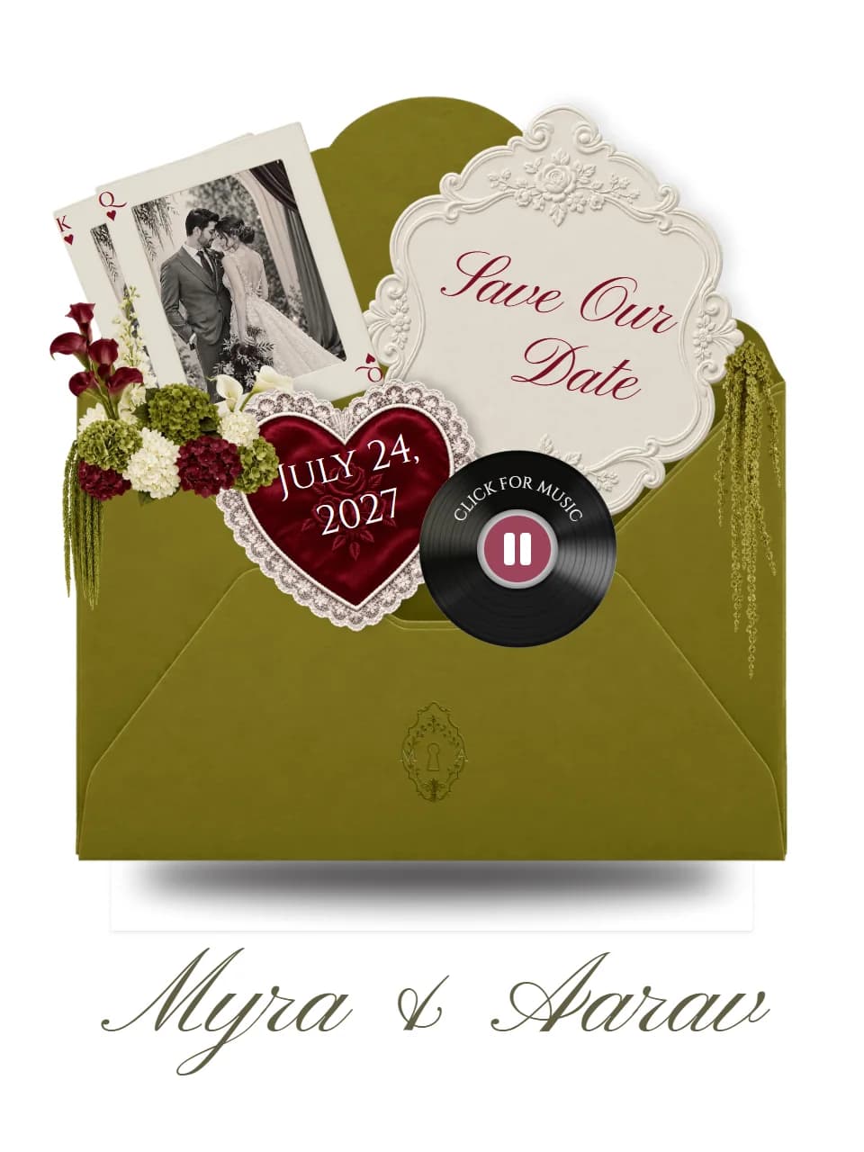 Olive & Wine wedding invitation website template