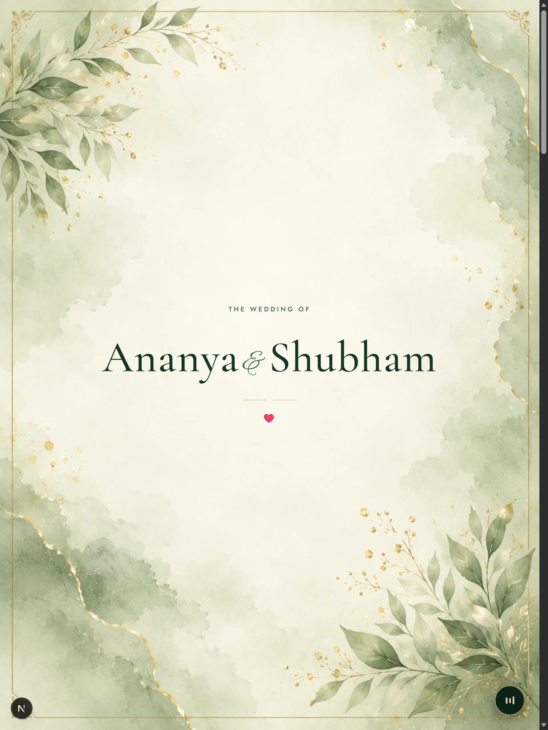 Whispering Leaves wedding invitation website template