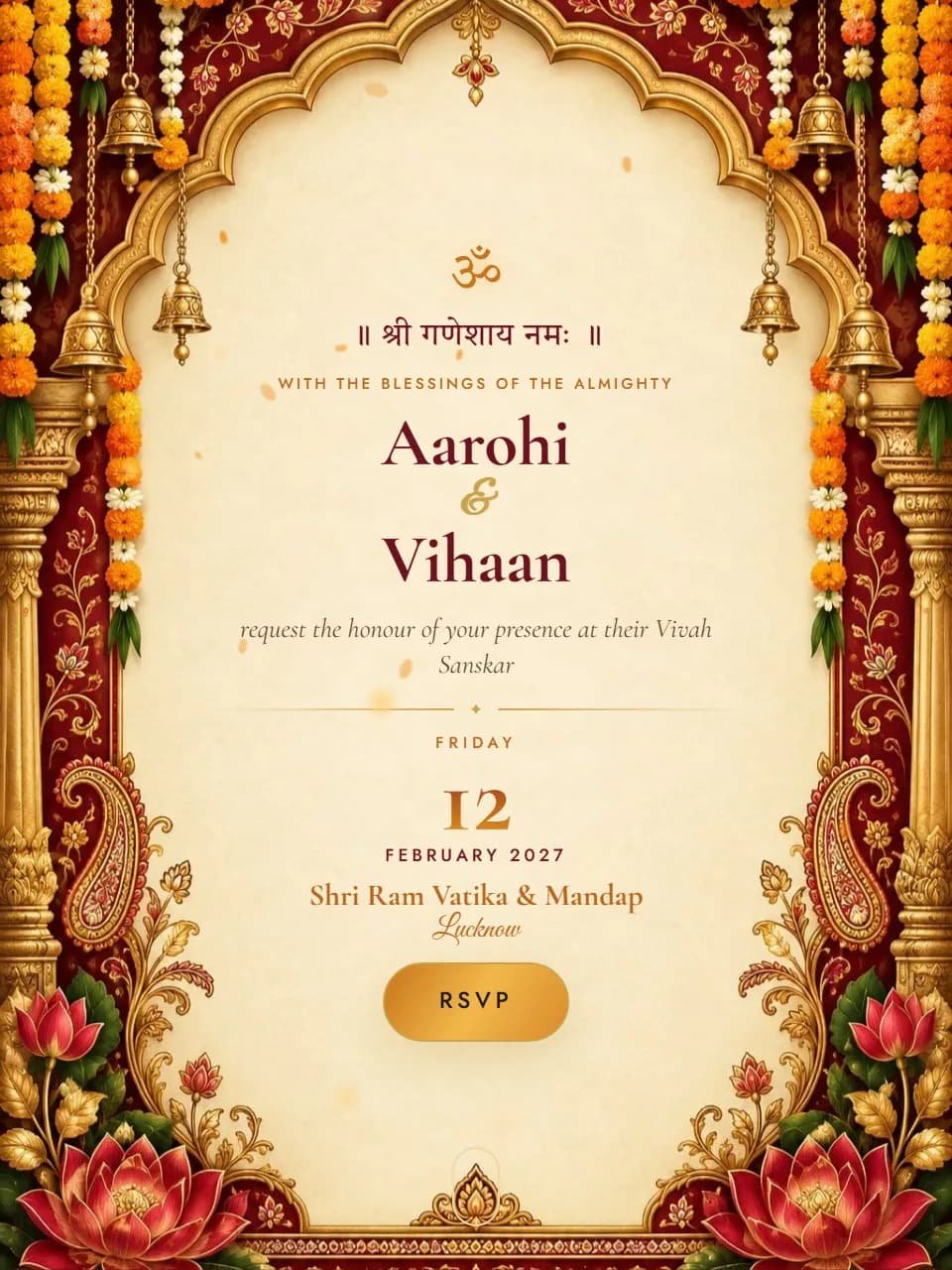 Shubh Dwar wedding invitation website template