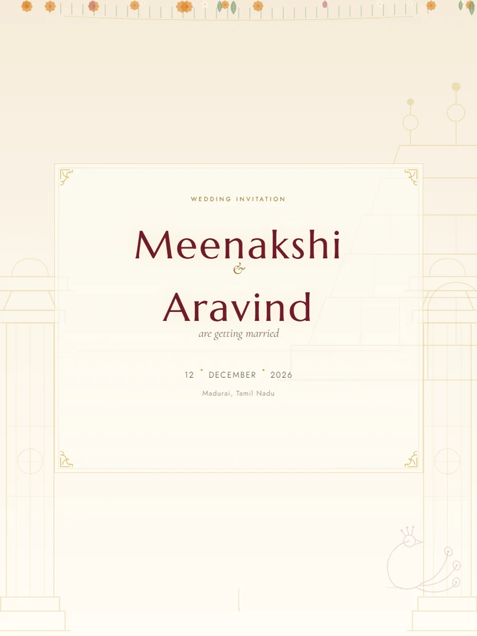 South Mandapam wedding invitation website template