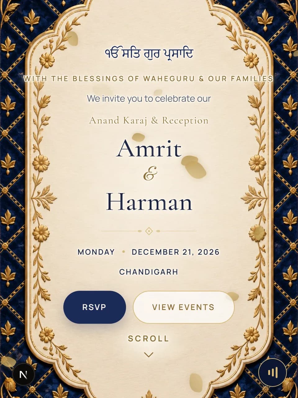 Sunehri Darbar wedding invitation website template